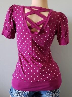 2000s y2k Self Esteem polka dot puff sleeve shirt size medium